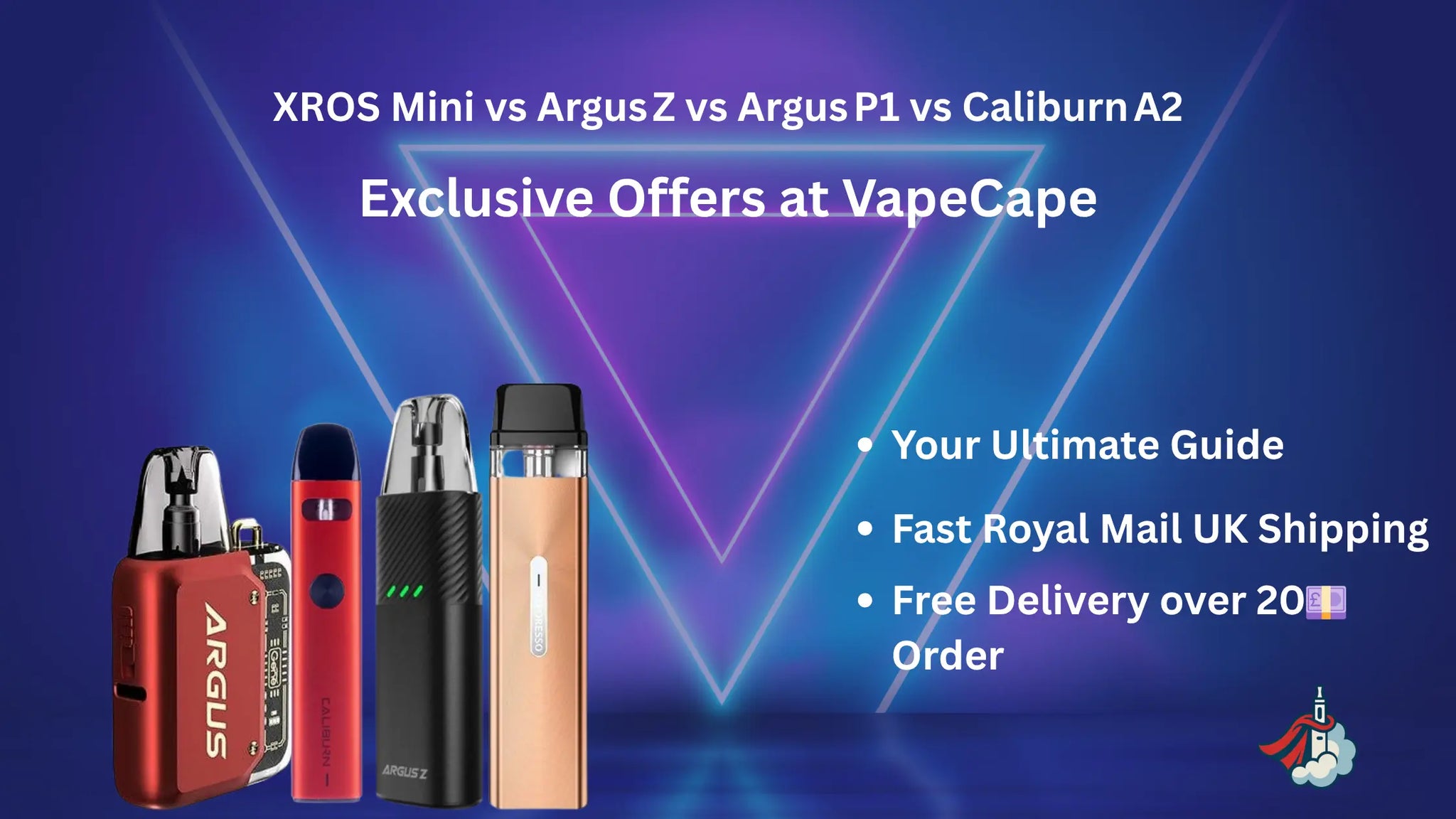 Compare Vaporesso XROS Mini, Voopoo Argus Z, Argus P1, and Uwell Caliburn A2 Pod Vape Kits – Best Starter Vapes UK