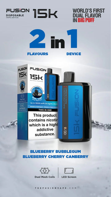 2 in 1 Fusion Pod Kit – 15,000 Puffs, Dual Flavour, Rechargeable