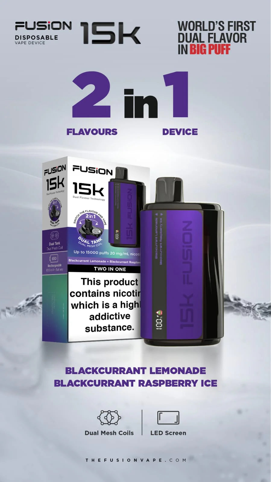 Fusion 2-in-1 Vape Kit – 15000 Puffs, Dual Flavour