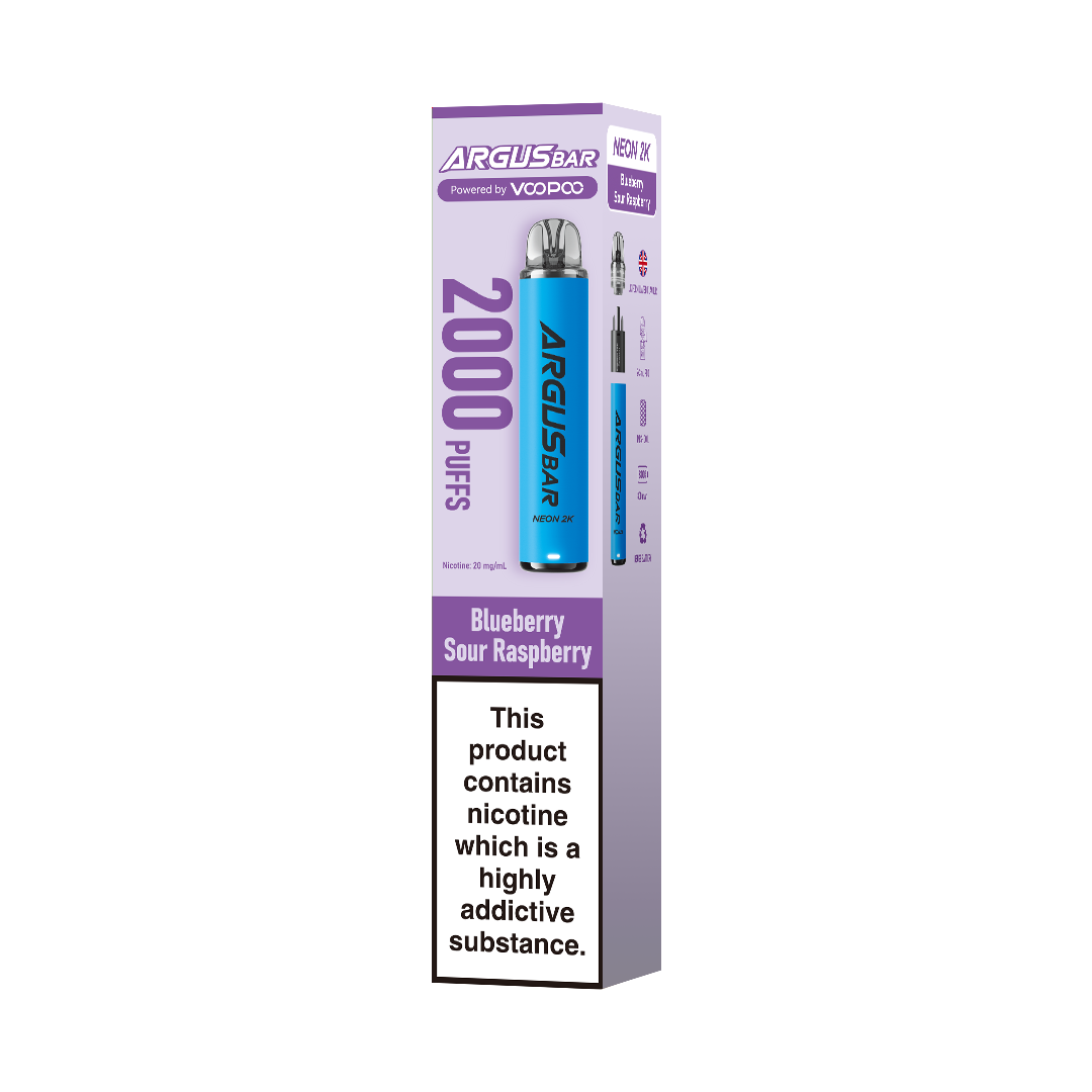 VooPoo Argus Bar Neon – 2000 Puffs Vape (Box of 10)