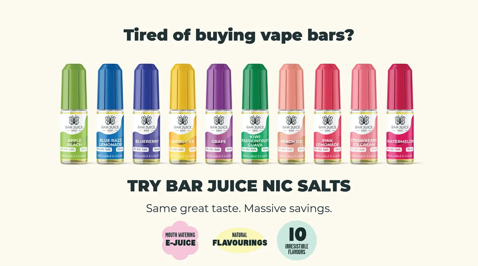 Bar Juice 5000 Nic Salt 10ml E-Liquid – Smooth & Bold UK Vape Juice